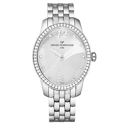 Pre-owned Girard-perregaux Gp Women's Cat's Eye Diamonds Silver Dial Ss Bracelet Automatic 80493d11a161-11a