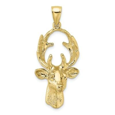 Pre-owned Skyjewelers Real 10kt Yellow Gold 3-d Deer Head Charm
