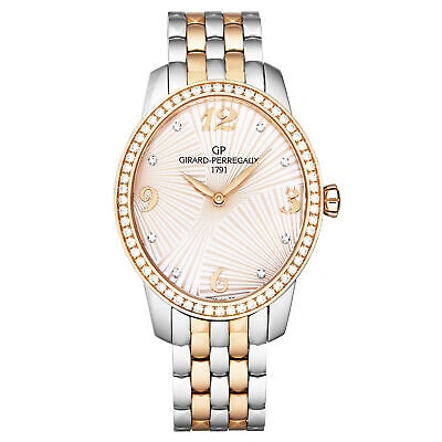 Pre-owned Girard-perregaux Gp Women's 'cat's Eye' Diamonds Mop Dial Two Tone Bracelet 80493d56a162-56a