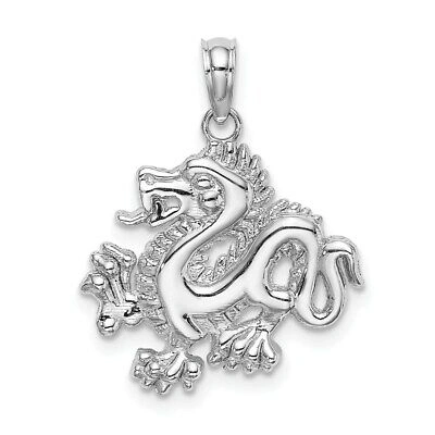 Pre-owned Superdealsforeverything Real 14kt White Gold Small Dragon Charm