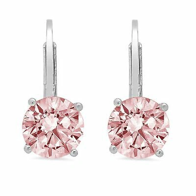 Pre-owned Pucci 2.0 Ct Round Cut Vvs1 Pink Simulated Diamond Drop Dangle Earrings 14k White Gold