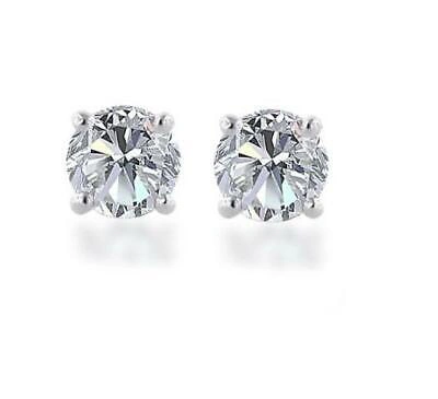 Pre-owned Your Own Diamond 4 Prong Set Solitaire Studs Earrings 0.70ct Round Diamond 14kt White Gold 4.40mm