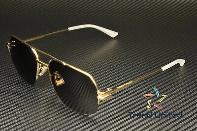 Pre-owned Bottega Veneta Bv1127s 002 Pilot Gold Shiny Grey 57 Mm Unisex Sunglasses