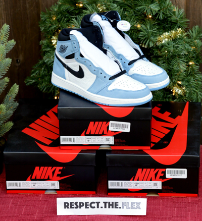 Pre-owned Jordan 1 Retro High Og University Blue White Black - Size 8.5 - 555088-134 -
