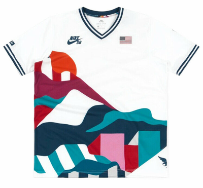 Pre-owned Nike Sb X Parra 'usa Federation Kit' Jersey White/brave Blue Size S/m/l