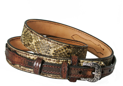 Pre-owned A Genuine Rttle Snke Rnger Belt With Wter Bufflo Billets In Brown