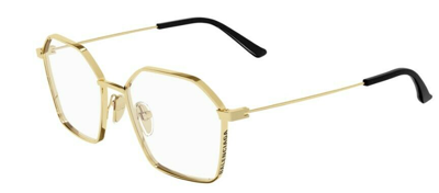 Pre-owned Balenciaga Bb0198o 002 Gold Metal Full-rim Hexagon Men's Eyeglasses In Clear