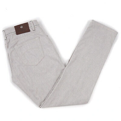 Pre-owned Luigi Borrelli Slim-fit Gray Soft Flannel Wool Jeans 33 5-pocket Pants