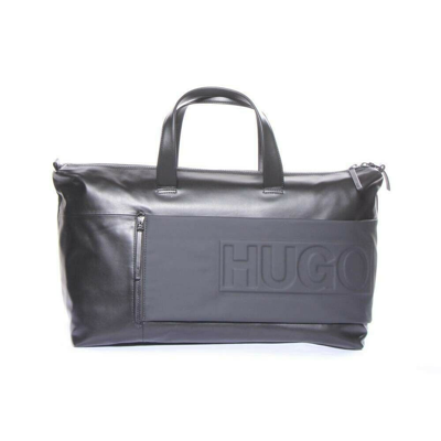 Pre-owned Hugo Boss Men's Hero Holdall 100% Cow Skin Travel Bag Bags In Black