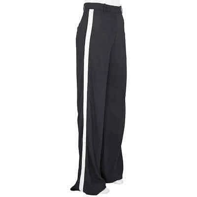 Pre-owned Burberry Ladies Pants Black Highwaist Wide Leg Trsr