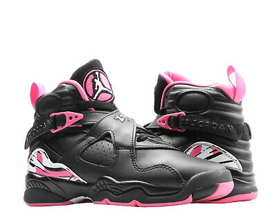 Pre-owned Nike Kids'  Air Jordan 8 Retro (gs) Black/white-pinksicle Big Girls Shoes 580528-006
