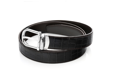 Pre-owned Montblanc Classic Line 114391 Chrome-tanned Leather Men's Belt In Black