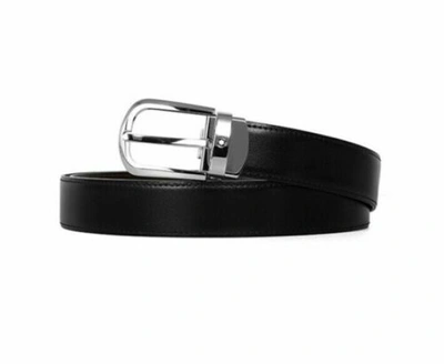 Pre-owned Montblanc 114412 Leather Strap Belt Reversible 1x45 Inch Eu Made Ems Black/brown