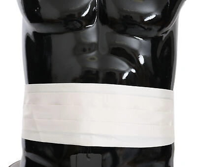 Pre-owned Dolce & Gabbana Cummerbund White Men Waist Belt 100% Silk S. It50 / L Rrp $450