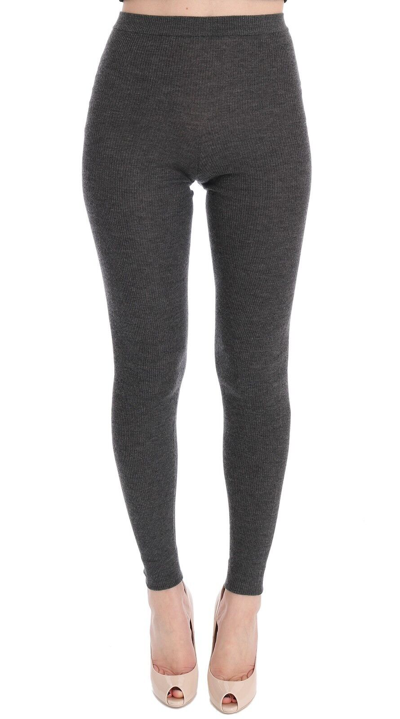 Pre-owned Dolce & Gabbana Tights Pants Gray Cashmere Stretch Waist It40 / Us6 / S Rrp $840