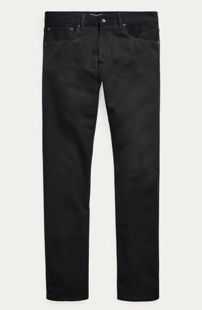Pre-owned Ralph Lauren Purple Label $495  Mens Straight Fit Black Ascot Denim Jeans Pants