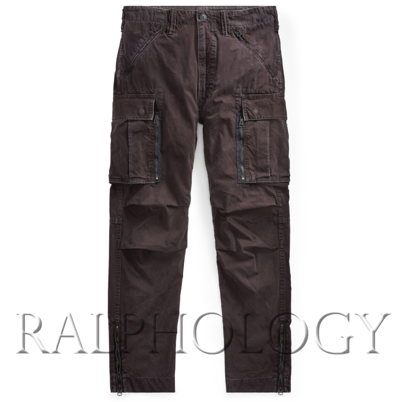 Pre-owned Rrl Ralph Lauren Double Ralph Lauren Rrl Mens Black Distressed Washed Slim Military Cargo Pants