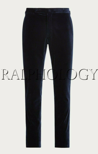 Pre-owned Ralph Lauren Purple Label Italy Gregory Navy Velvet Dress Formal Pants Trouser In Blue