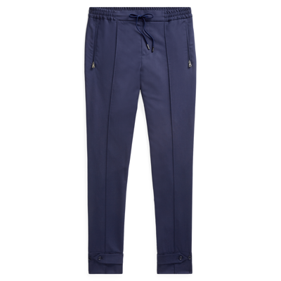 Pre-owned Ralph Lauren Purple Label $695  Navy Slim Fit Wool Gabardine Dress Pants Trouser In Blue