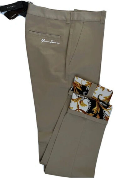 Pre-owned Versace Palazzo $595  Men's Brown Pants 34 Us (50 Euro) Made In Italy A87115