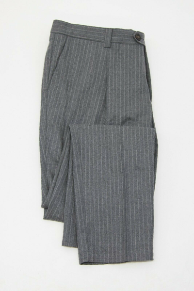 Pre-owned Brunello Cucinelli Men Leisure Fit 100%wool Pinstripe Print Dress Pants A211 In Gray