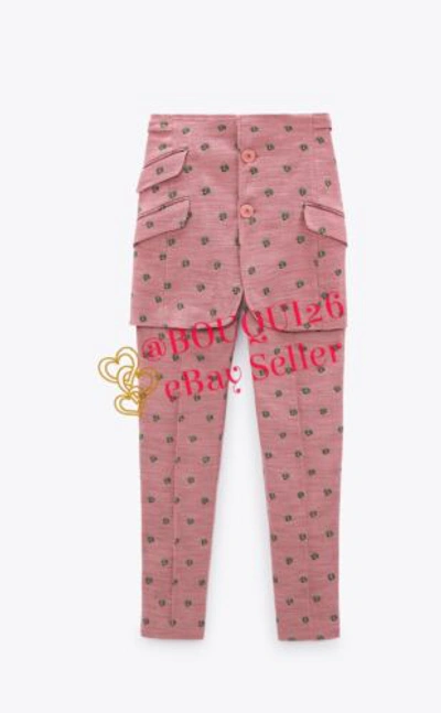 Pre-owned Zara Limited Edition Embroidered Skirted Pants Vogue Cfda Pink Ref: 4043/097