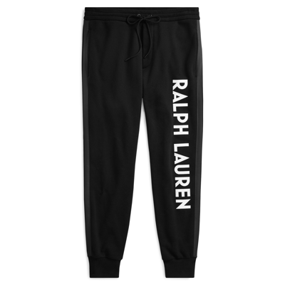 Pre-owned Ralph Lauren Purple Label $695  Fleece Double Knit Logo Track Pants Relax Jogger In Black