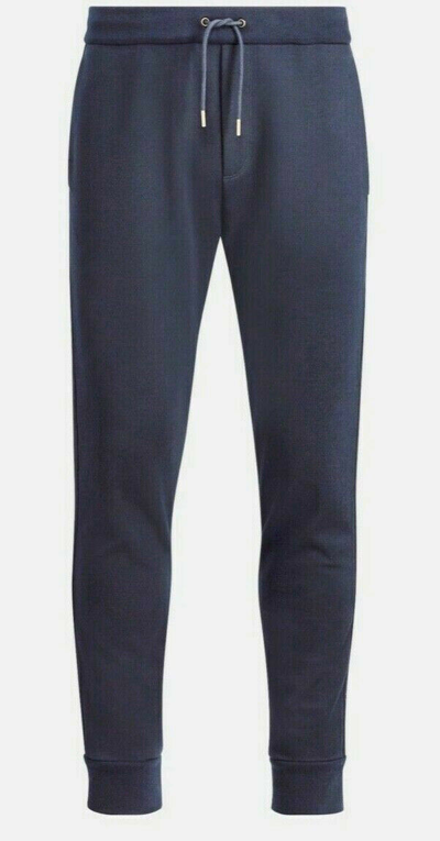 Pre-owned Ralph Lauren Purple Label $395  Mens Lux Track Jersey Athletic Pants Relax Jogger In Blue