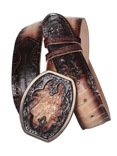 Ceinture Exotique El General En Cuir De Caïman - Taille 32, Couleur Mantequilla, Neuve