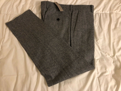 Pre-owned Jcrew J.crew Ludlow Pant In Grey Italian Herringbone Flannel Wool Blend, 30x30 In Gray