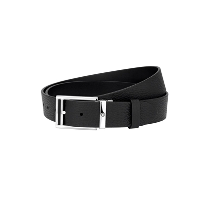 Pre-owned Montblanc Casual Men's Black Cut-to-size Leather Belt 123906