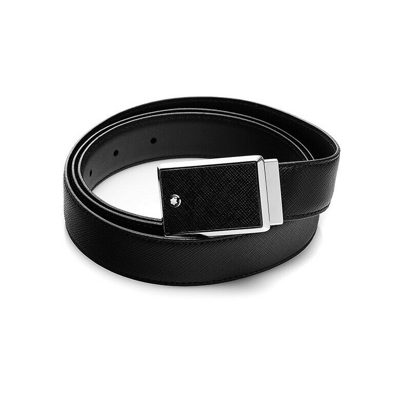 Montblanc Casual Black Matte Buckle Cut-to-Size Lthr Men's Belt 123903