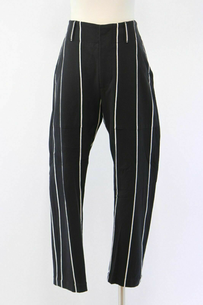 Pre-owned Brunello Cucinelli $1095  Women's 100% Cotton Pinstripe Print Pants A176 In Black + White Print