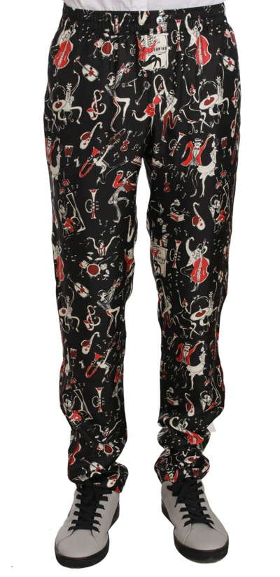 Pre-owned Dolce & Gabbana Pants Red Musical Instrument Sleepwear It48 / W34 / M Rrp $980