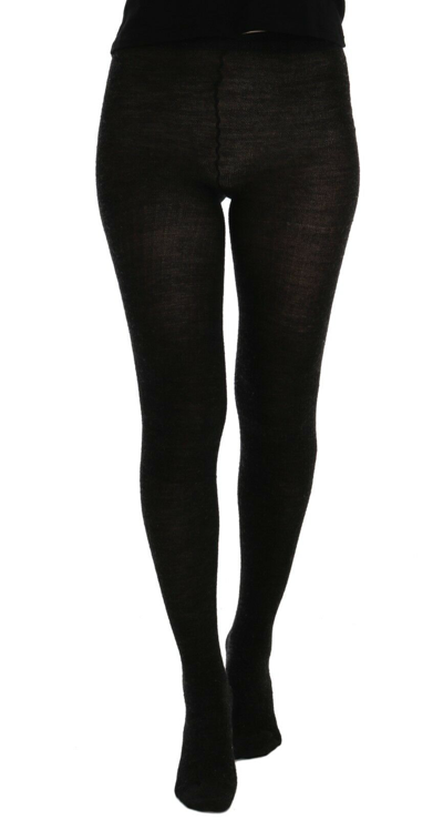 Pre-owned Dolce & Gabbana Pants Tights Gray Wool Blend Stretch High Waist S. S Rrp $520