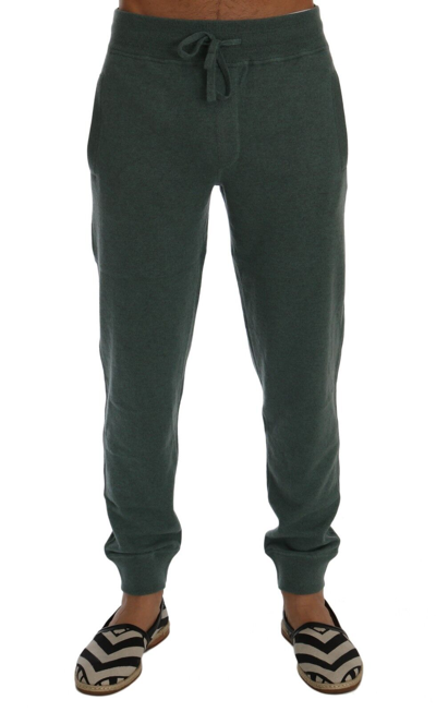 Pre-owned Dolce & Gabbana Pants Sport Trousers Green Cashmere Gym Training S. S Rrp $1400