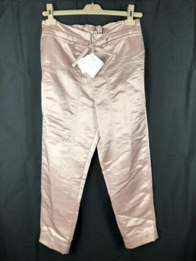 Pre-owned Brunello Cucinelli $1075  Womens Pants Pink Linen Cotton Size 8 44 L Large