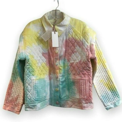 Pre-owned Loveshackfancy Adelade Quilted Denim Colorful Pastel Preppy Jean Jacket S In Multicolor