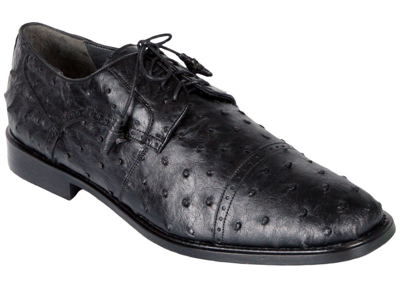 Pre-owned Los Altos Boots Los Altos Genuine Black Ostrich Oxfords Dress Shoe Ee