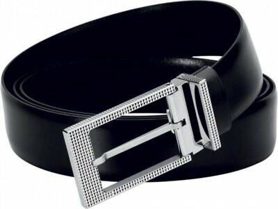 Pre-owned St S.t. Dupont 30mm Black Belt, Palladium Diamond Head Buckle, 7150440, In Box
