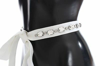 Pre-owned Dolce & Gabbana Belt Waist White Crystal Stones S. One Size 1m Long Rrp $580