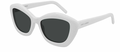 Pre-owned Saint Laurent Sl 68 004 Ivory/gray Butterfly Women's Sunglasses