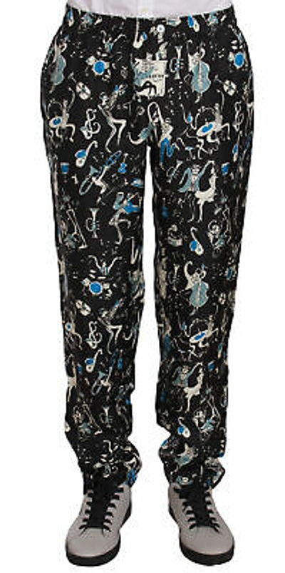 Pre-owned Dolce & Gabbana Pants Black Musical Instrument Sleepwear It46 / W32 / S Rrp $980