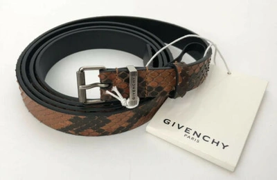 Pre-owned Givenchy Women Belt Ceinture Roll Longue Brown 100% Python