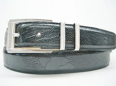 Pre-owned Shantpeter Sterling Silver 925 Buckle 2 Loops W/genuine Ostrich 30 Mm Belt  U.s.a In Black