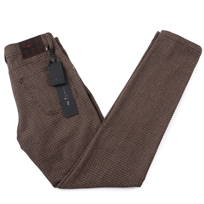 Pre-owned Kiton Slim-fit Brown And Tan Woven Birdseye Wool 5-pocket Pants 35 Jeans
