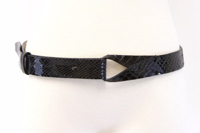 Pre-owned Brunello Cucinelli Nwt$875  Women Textured Python Leather Loop Detail Belt M A176 In Dark Brown-black