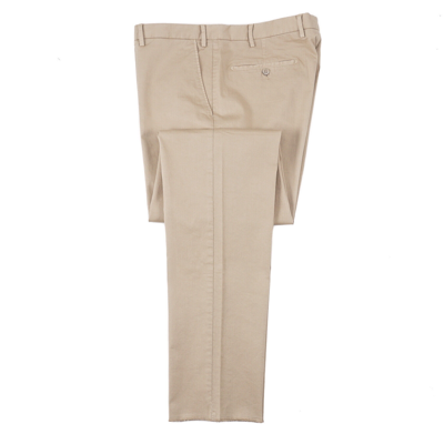 Pre-owned Isaia Regular-fit Washed Tan Twill Cotton Chinos 39 (eu 56) Pants In Brown