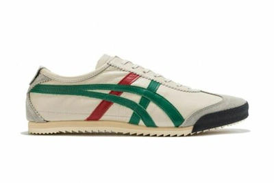 Pre-owned Onitsuka Tiger Mexico 66 Deluxe 1181a436 Cream/green With Shoe Bag In Ivory