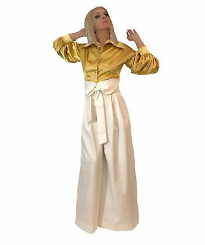 Pre-owned Undisclosed Wide - Leg Cotton Trousers In White
